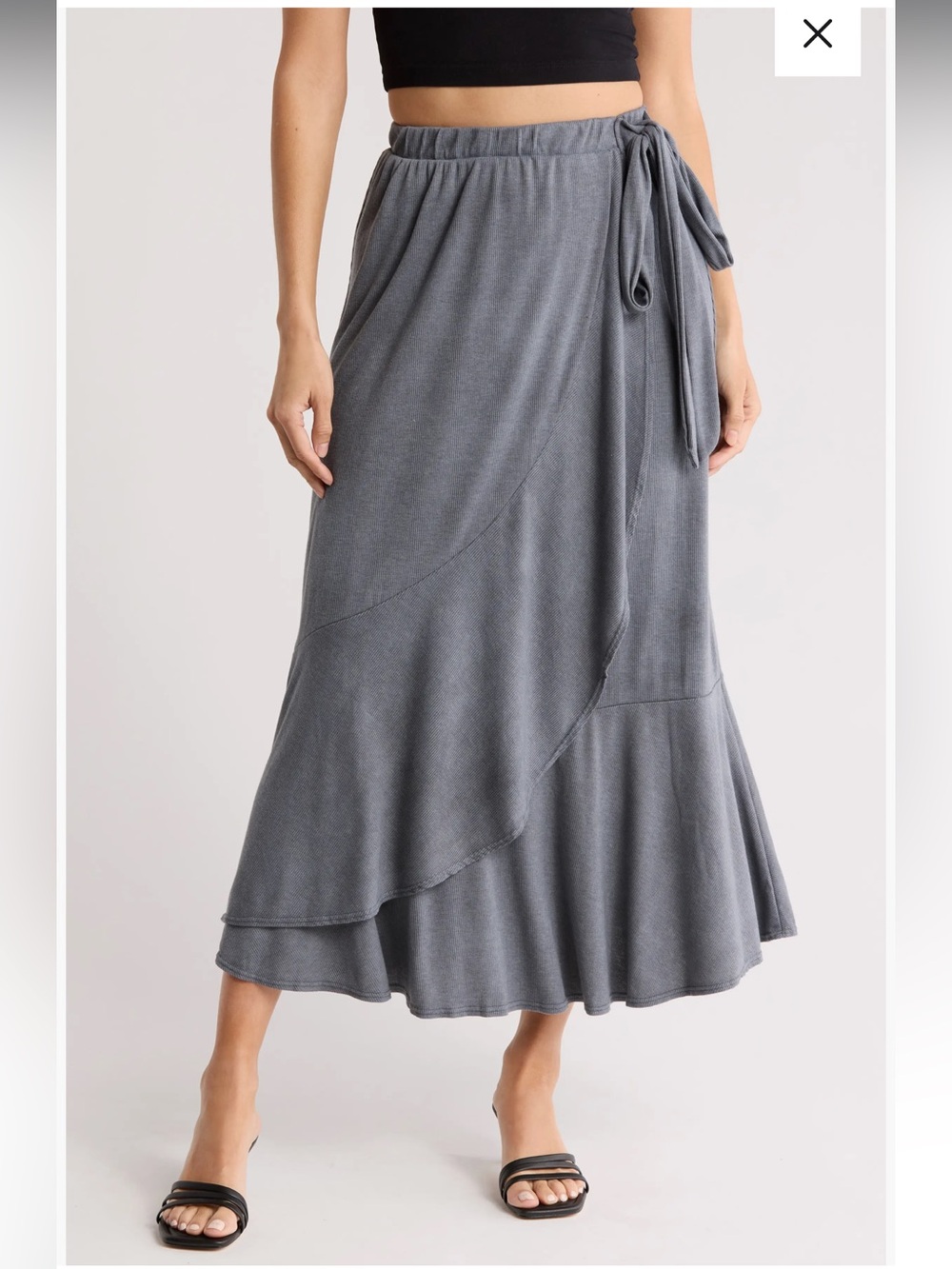New Go Couture Sz Med Women’s Grey Model Spandex Wrap Midi Tie Skirt Ret $148!